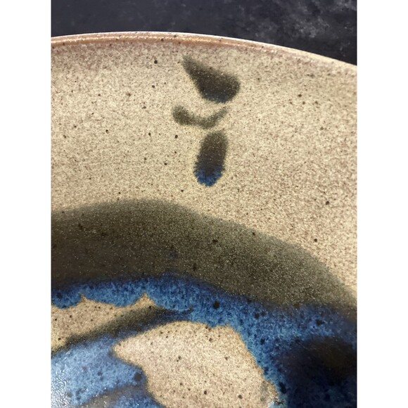 Hand Thrown Studio Art Pottery Bowl- Blue Abstract wash Drip Glazed Bowl VNT 11’ - Picture 11 of 16